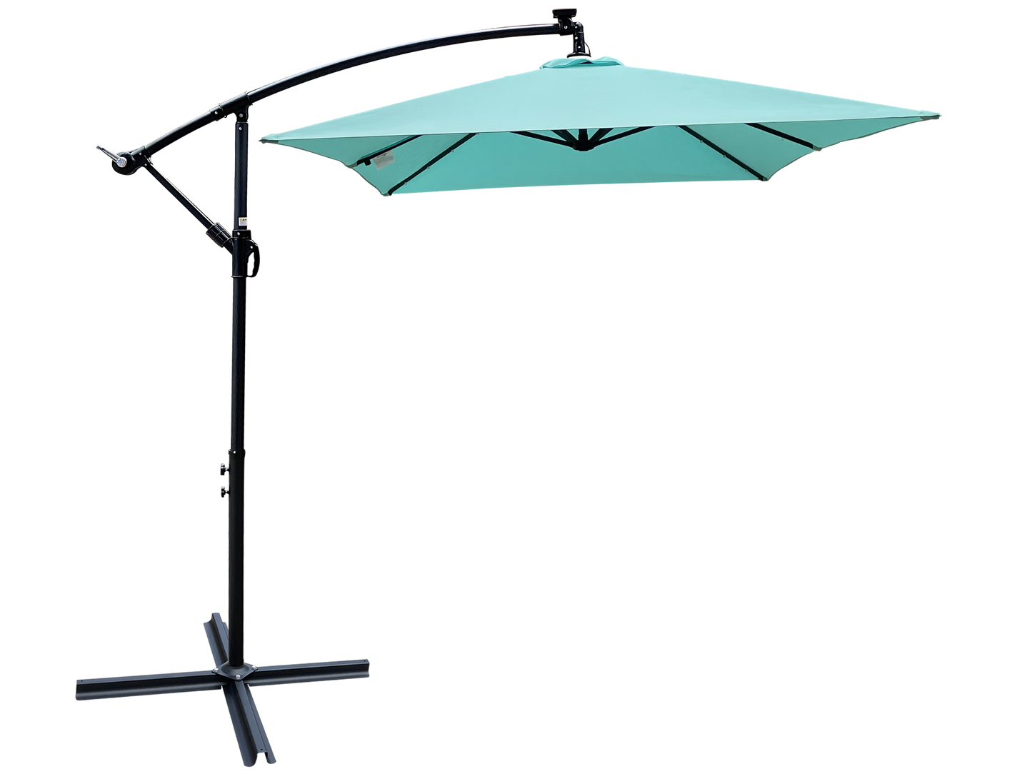 Rectangle 2x3M Outdoor Patio Umbrella Solar Powered LED Lighted Sun Shade Market Waterproof 6 Ribs Umbrella with Crank and Cross Base for Garden Deck Backyard Pool Shade Outside Deck Swimming Pool