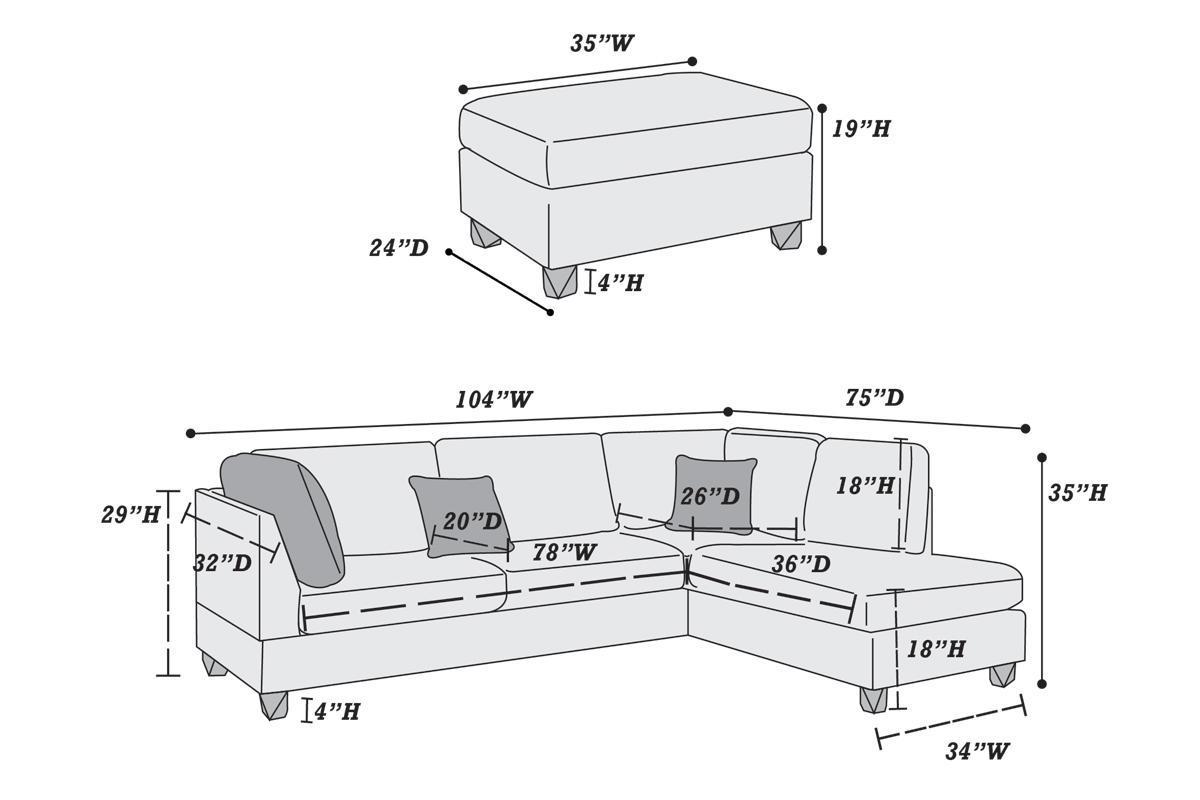 Sand Color 3pcs Sectional Living Room Furniture Reversible Chaise Sofa And Ottoman Polyfiber Linen Like Fabric Cushion Couch