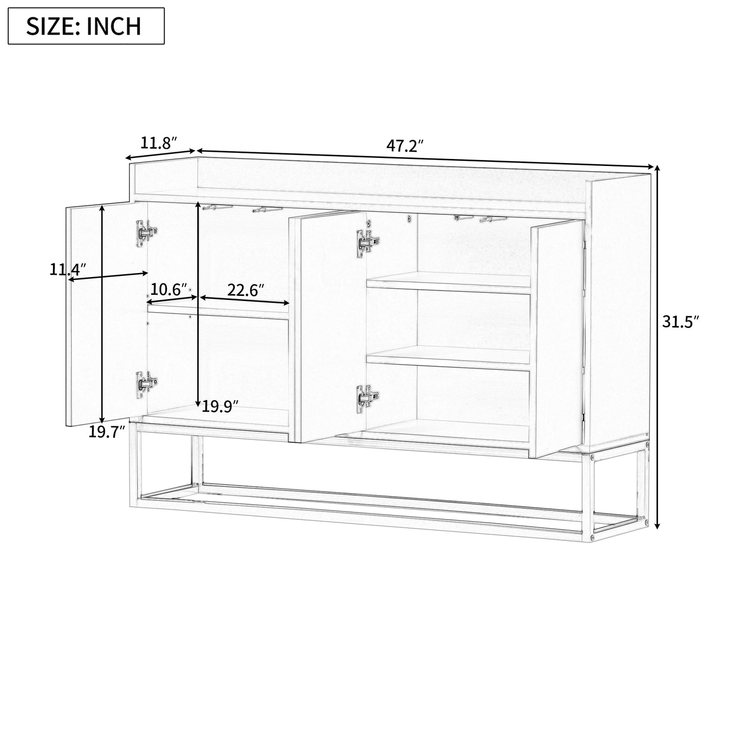 TREXM Modern Sideboard Elegant Buffet Cabinet with Large Storage Space for Dining Room, Entryway (White)