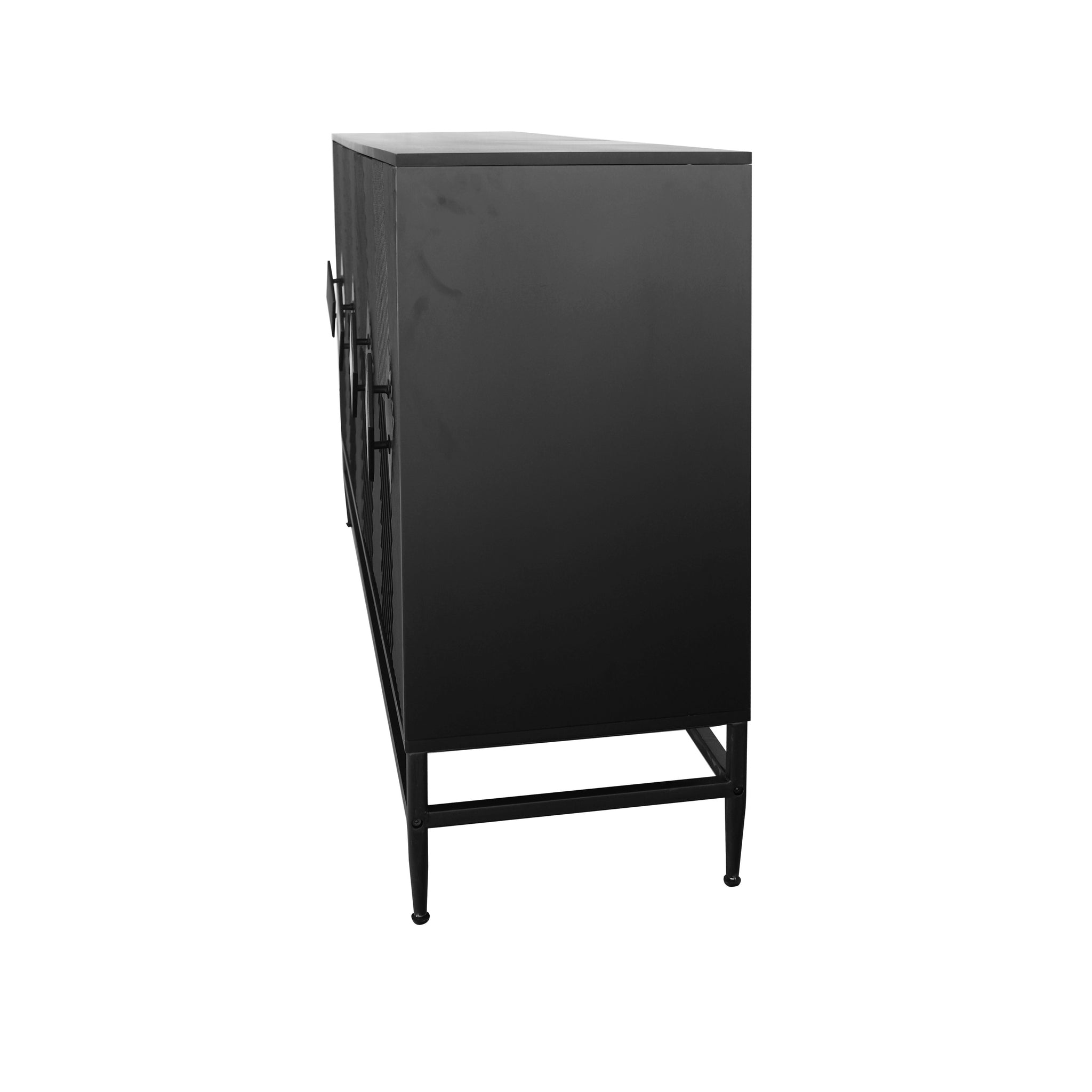 Accent Black Lacquered 4 Door Wooden Cabinet Sideboard Buffet Server Cabinet Storage Cabinet, for Living Room, Entryway, Hallway, Office, Kitchen and Dining Room