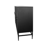 Accent Black Lacquered 4 Door Wooden Cabinet Sideboard Buffet Server Cabinet Storage Cabinet, for Living Room, Entryway, Hallway, Office, Kitchen and Dining Room