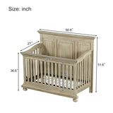 Traditional Farmhouse Style 4-in-1 Full Size Convertible Crib - Converts to Toddler Bed, Daybed and Full-Size Bed, Stone Gray