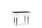 43.3" Modern Vanity Table Set with Flip-top Mirror and LED Light, Dressing Table with Customizable Storage, White and Black