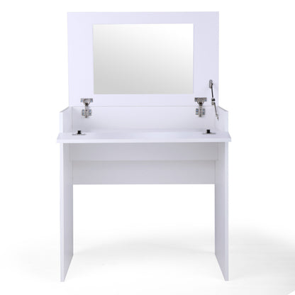 White Vanity Sets, Makeup Vanity Table with Flip up Mirror Bedroom Dresser Table Jewelry Storage