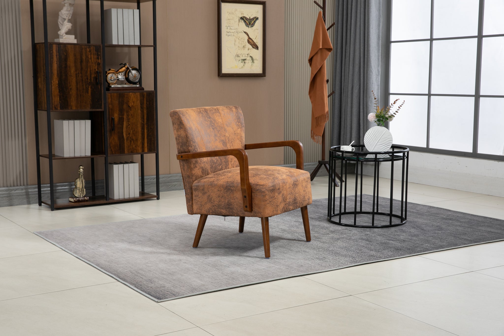 COOLMORE Wood Frame Armchair,  Modern Accent Chair Lounge Chair for Living Room