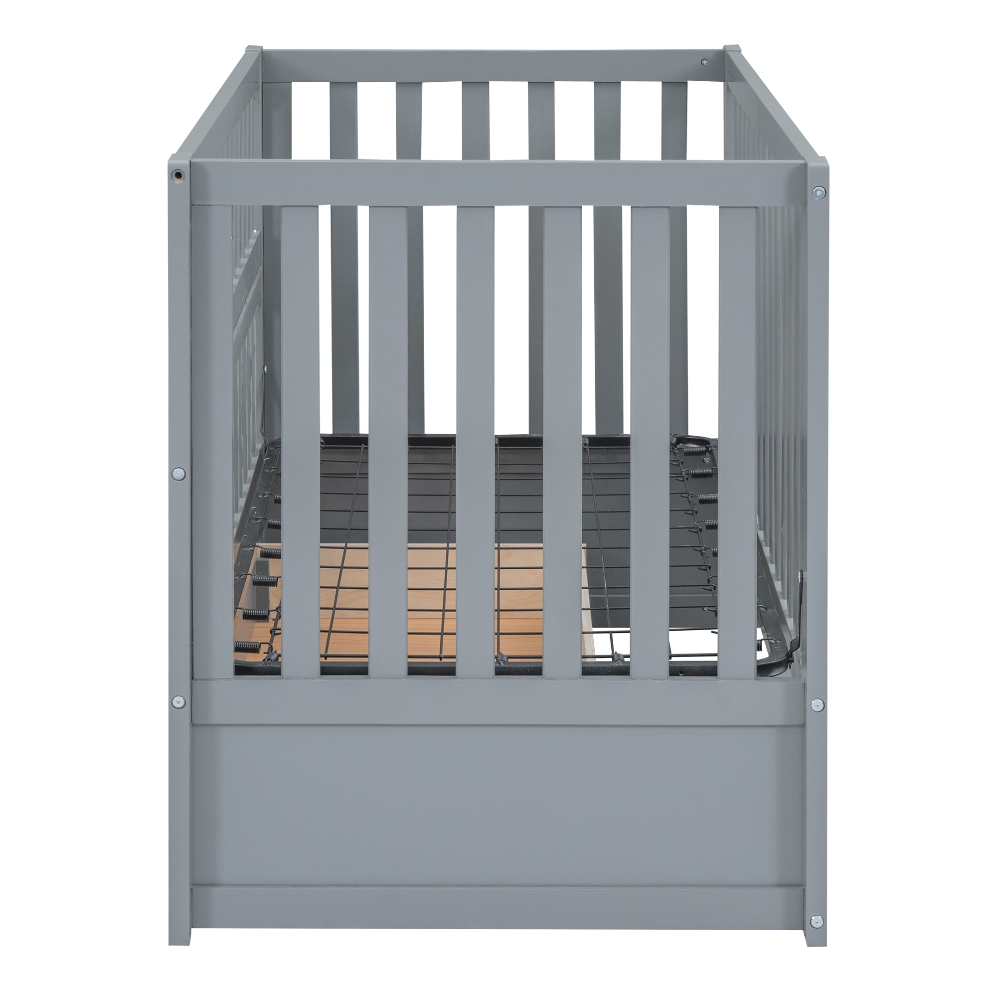 Convertible Crib/Full Size Bed with Drawers and 3 Height Options, Gray