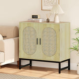 Glavbiku Modern 2 Door Rattan Storage Cabinet,Accent Furniture with Anti-Slip Foot Pad,29inch