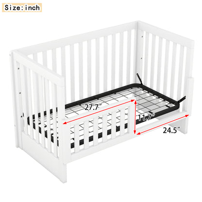 Convertible Crib with Changing Table, White