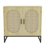 Glavbiku Modern 2 Door Rattan Storage Cabinet,Accent Furniture with Anti-Slip Foot Pad,29inch