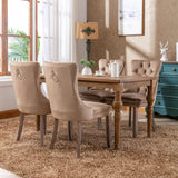 Nikki Collection Modern, High-end Tufted Solid Wood Contemporary Velvet Upholstered Dining Chair with Wood Legs Nailhead Trim 2-Pcs Set, Khaki, SW2001KK