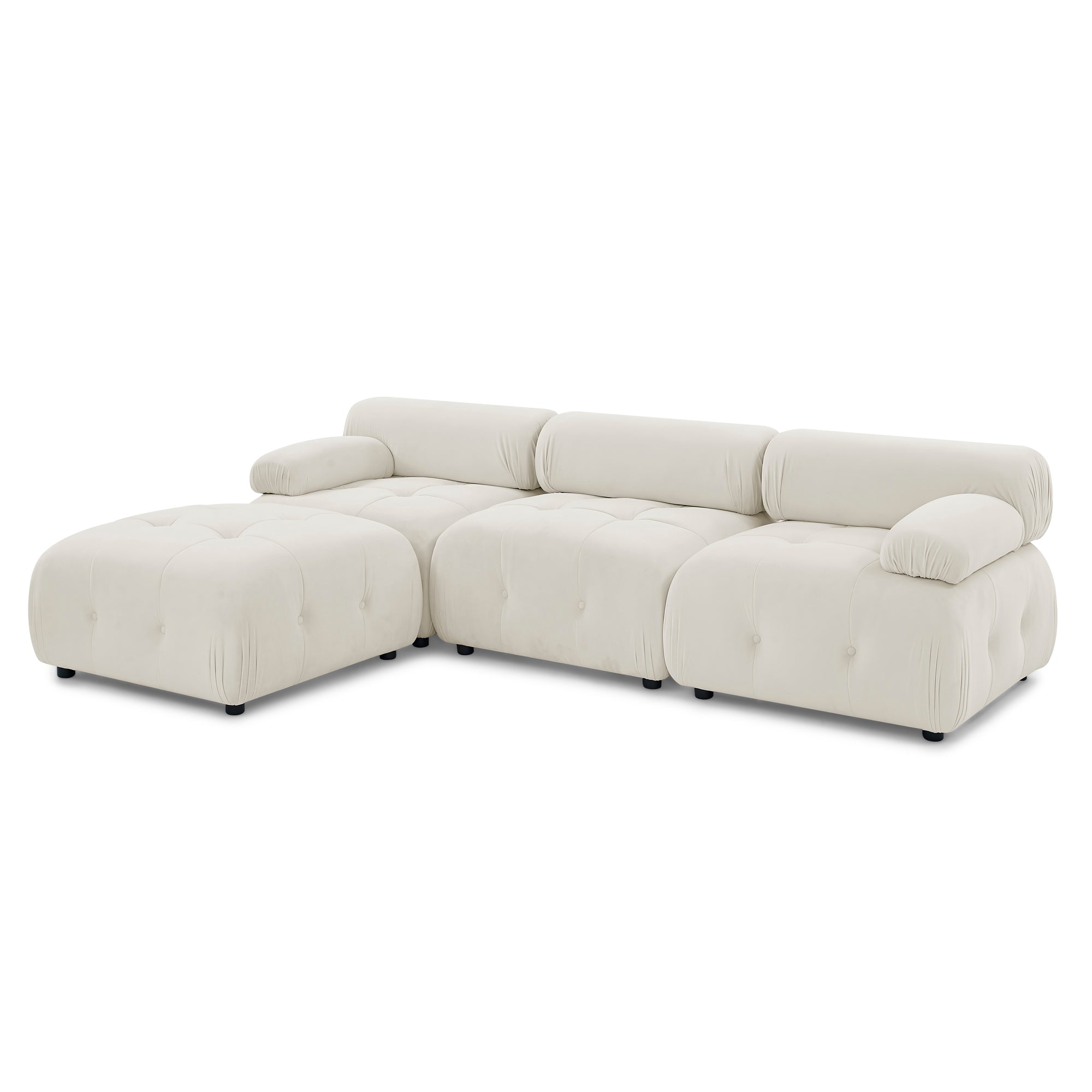 Modular Sectional Sofa, Button Tufted Designed and DIY Combination,L Shaped Couch with Reversible Ottoman, Beige Velvet