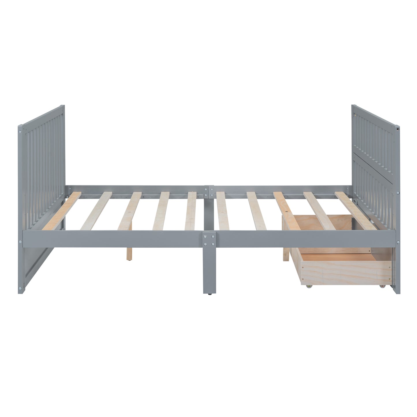 Convertible Crib/Full Size Bed with Drawers and 3 Height Options, Gray