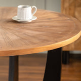 39.37 "Retro Patchwork Round Coffee Table with Scattered Pattern Tabletop and Crossed Cedar Legs