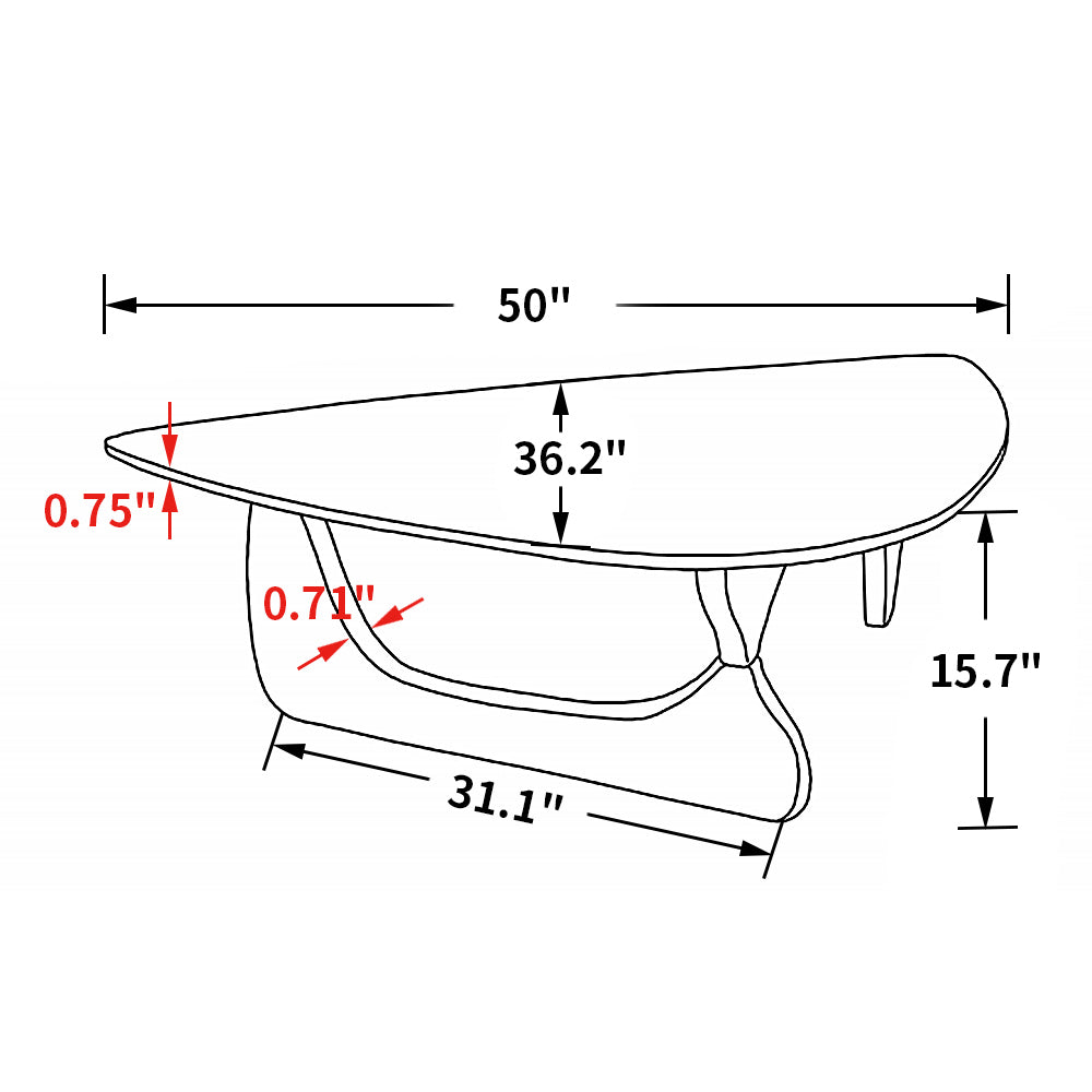 Light walnut Triangle coffee table Wood Base for living room