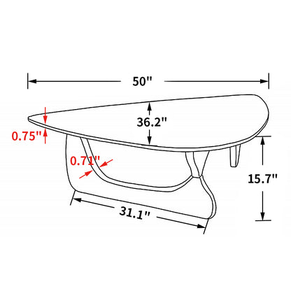 Light walnut Triangle coffee table Wood Base for living room