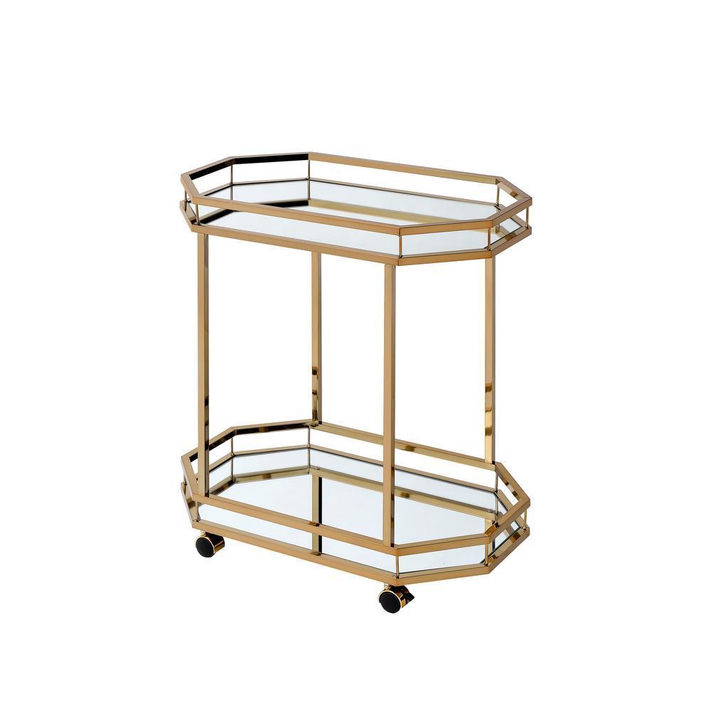 ACME Lacole Serving Cart, Champagne & Mirror 98197