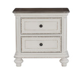 Antique White and Brown-Gray Finish1pc Nightstand of Drawers Black Knobs Traditional Design Bedroom Furniture