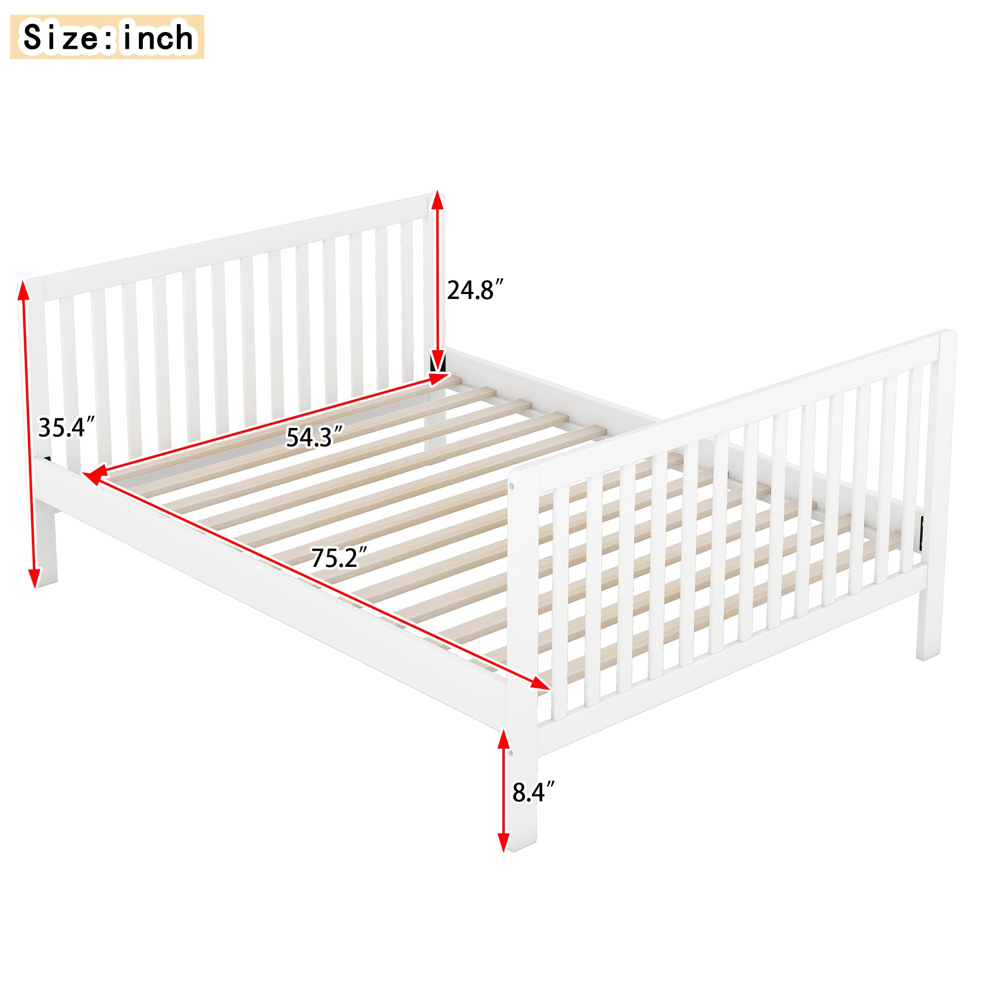 Convertible Crib/Full Size Bed with Changing Table, White