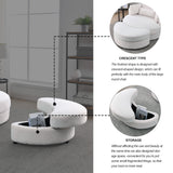 [Video] Welike Swivel Accent Barrel Modern Sofa Lounge Club Big Round Chair with Storage Ottoman Linen Fabric for Living Room Hotel with Pillows,Teddy White (Ivory)