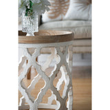 23" Large Distressed White Side Table