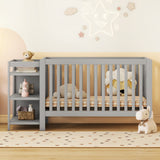 Convertible Crib with Changing Table, Gray