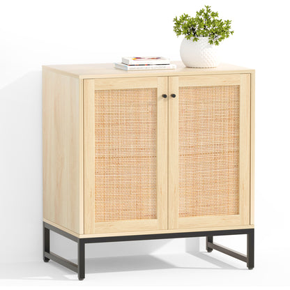 Glavbiku Modern 2 Door Rattan Storage Cabinet,Accent Furniture with Anti-Slip Foot Pad,29inch