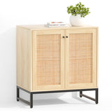 Glavbiku Modern 2 Door Rattan Storage Cabinet,Accent Furniture with Anti-Slip Foot Pad,29inch