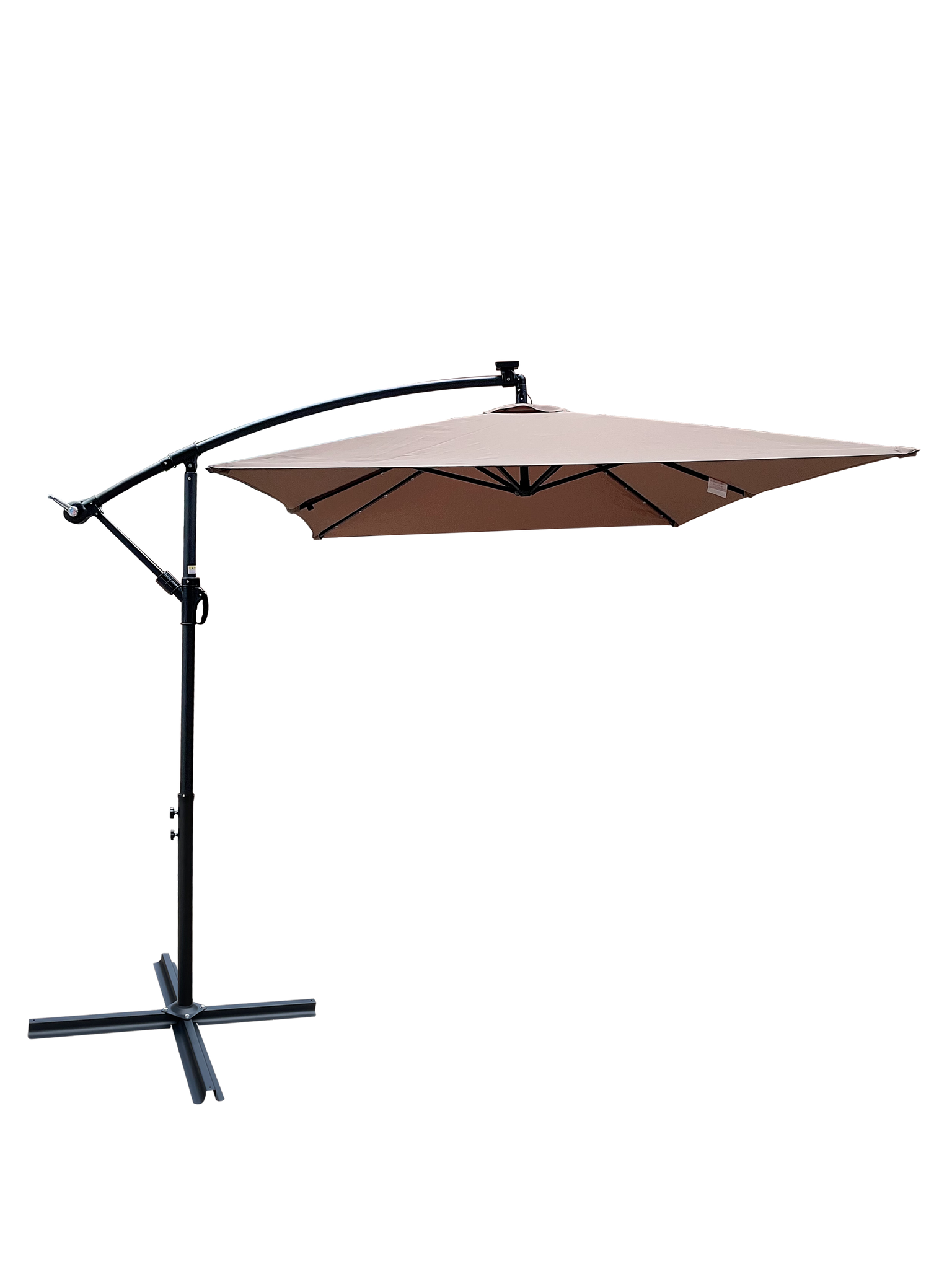 Rectangle 2x3M Outdoor Patio Umbrella Solar Powered LED Lighted Sun Shade Market Waterproof 6 Ribs Umbrella with Crank and Cross Base for Garden Deck Backyard Pool Shade Outside Deck Swimming Pool