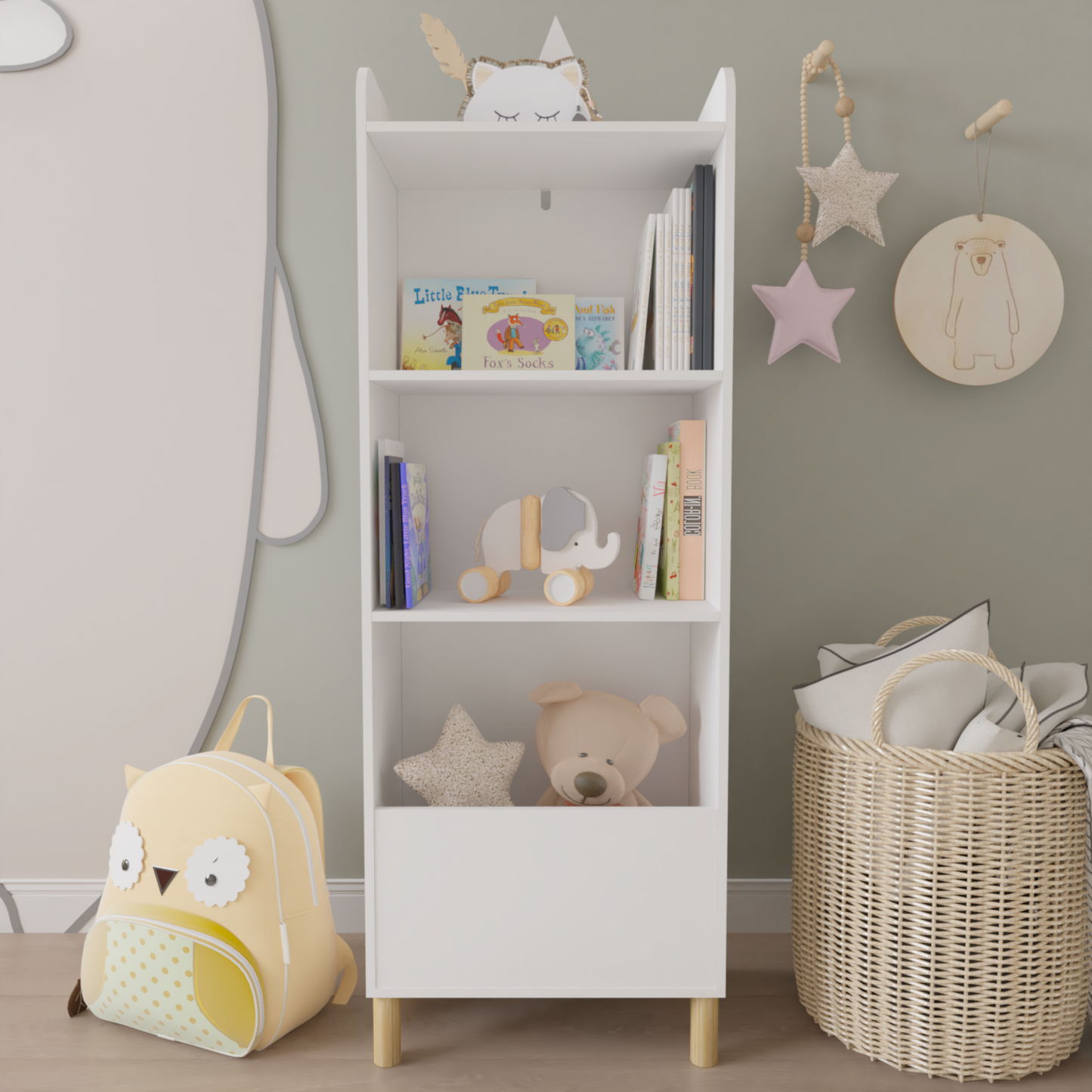 Kids 4-Tier Bookcase, Children's Book Display, Bookshelf Toy Storage Cabinet Organizer for Children's Room, Playroom, Nursery