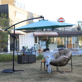 10ft Solar LED Offset Hanging Market Patio Umbrella  ( Light green )