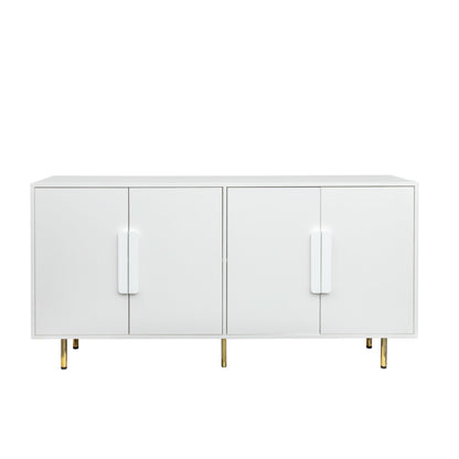 Sideboard Buffet Cabinet with Storage Modern Storage Cabinets with 4 Doors with Handle for Living Room Dining Room Entryway, White