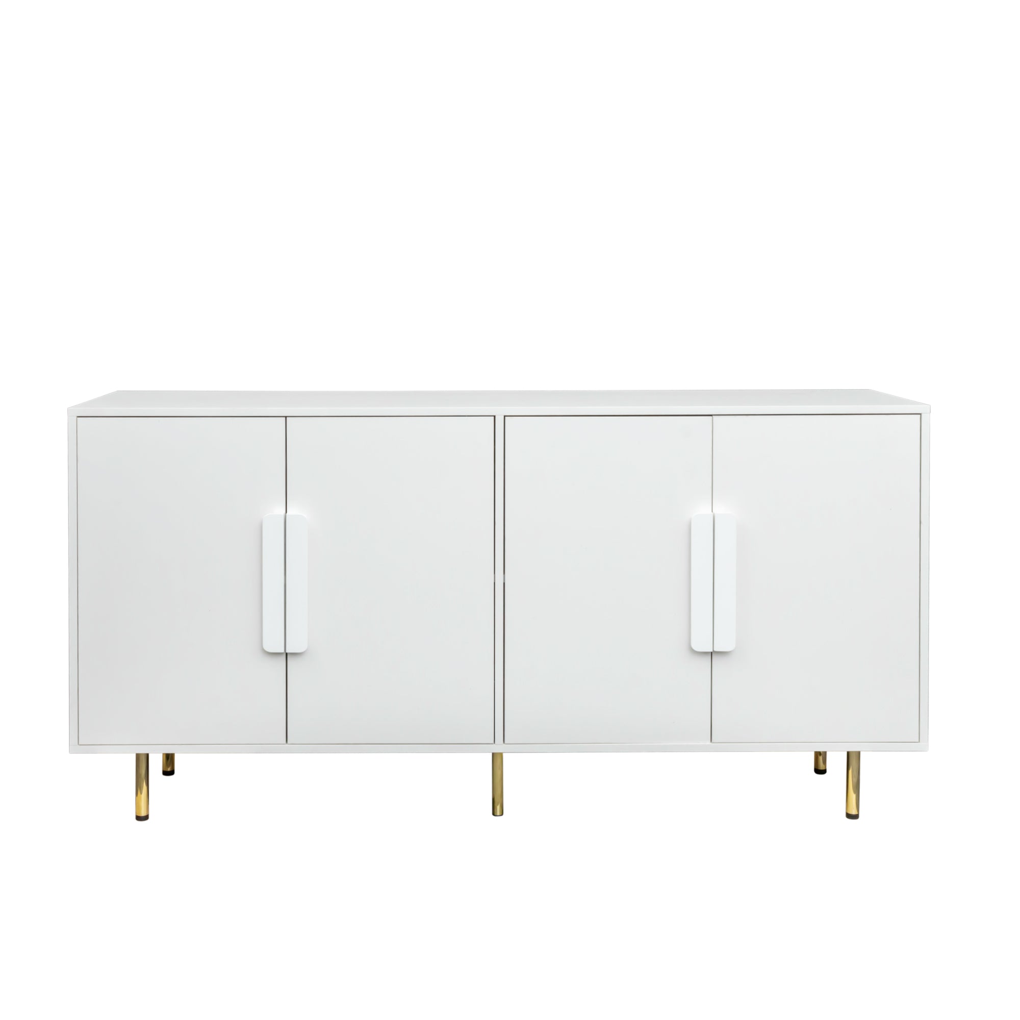 Sideboard Buffet Cabinet with Storage Modern Storage Cabinets with 4 Doors with Handle for Living Room Dining Room Entryway, White