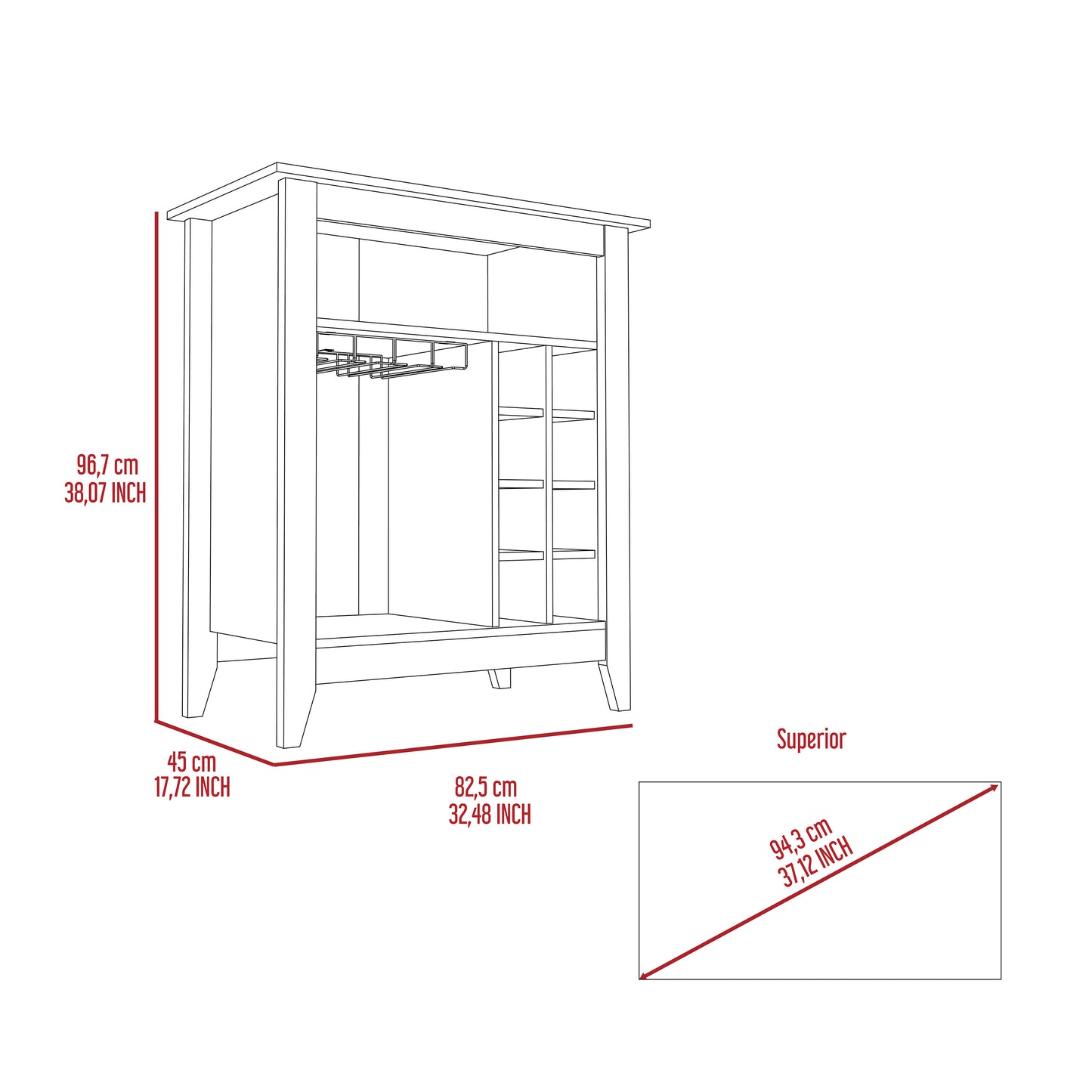 New Canaan 6-Bottle 1-Drawer 1-Shelf Bar Cabinet Carbon Espresso