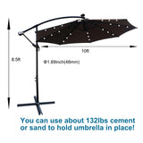 10 ft Outdoor Patio Umbrella Solar Powered LED Lighted Sun Shade Market Waterproof 8 Ribs Umbrella with Crank and Cross Base for Garden Deck Backyard Pool Shade Outside Deck Swimming Pool