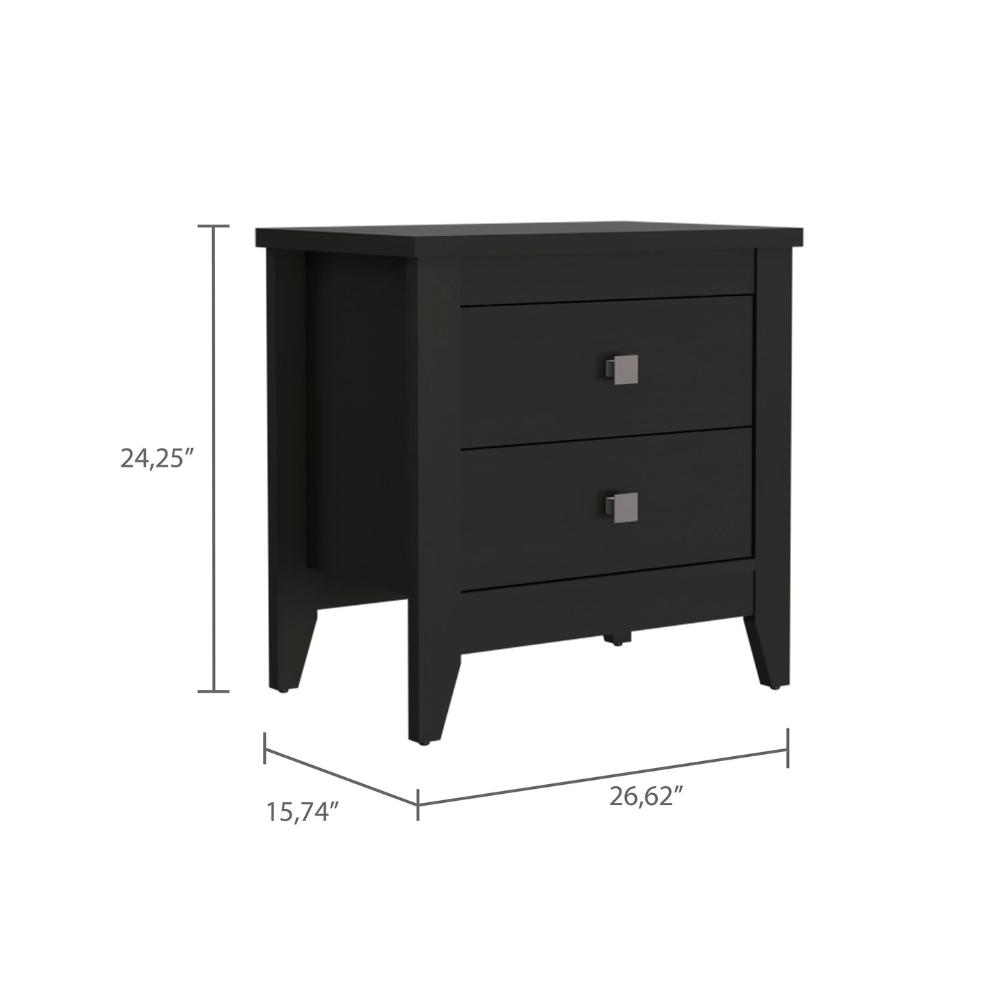 Windsor 2-Drawer Nightstand Black Wengue