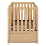 Convertible Crib/Full Size Bed with Drawers and 3 Height Options, Natural