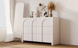 Modern Style Six-Drawer Dresser Sideboard Cabinet Ample Storage Spaces for Living Room, Children's Room, Adult Room, Half Gloss White