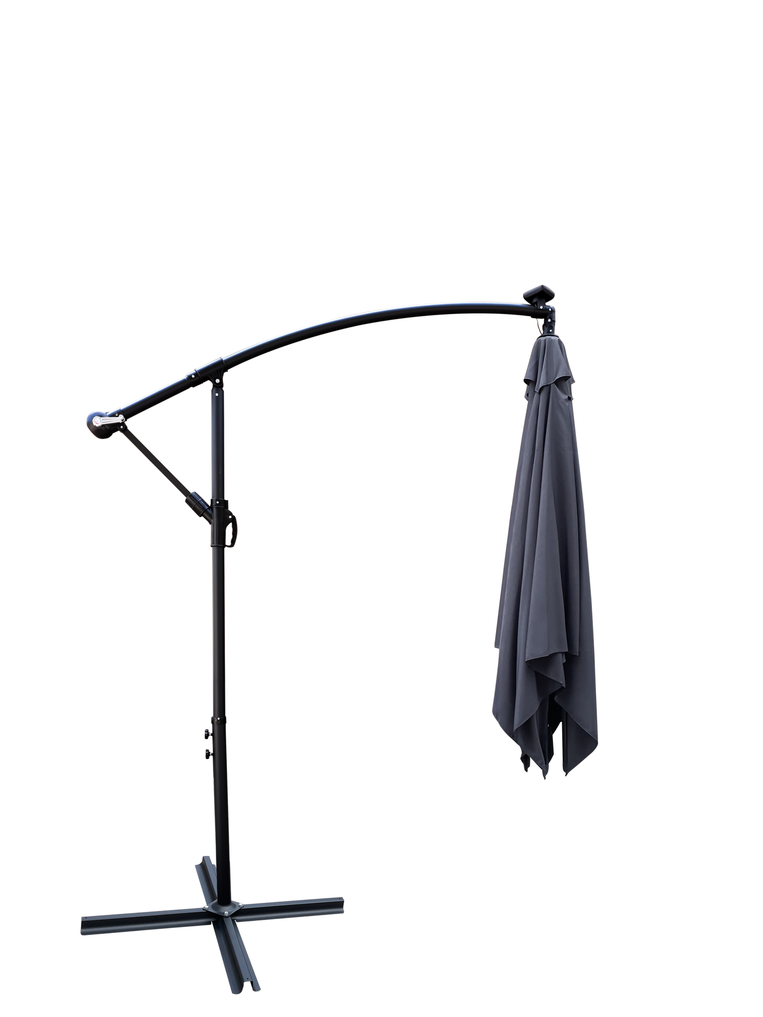 Square 2.5X2.5M Outdoor Patio Umbrella Solar Powered LED Lighted Sun Shade Market Waterproof 8 Ribs Umbrella with Crank and Cross Base for Garden Deck Backyard Pool Shade Outside Deck Swimming Pool