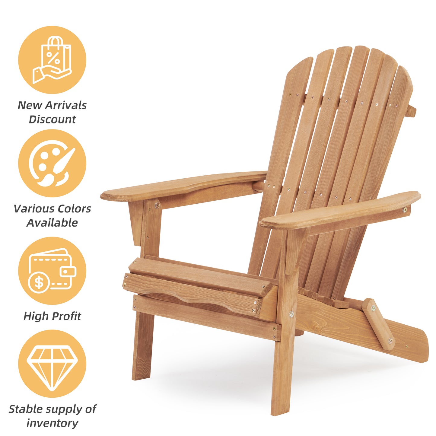 Wooden Outdoor Folding Adirondack Chair Set of 2 Wood Lounge Patio Chair for Garden,Garden, Lawn, Backyard, Deck, Pool Side, Fire Pit,Half Assembled,