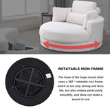 [Video] Welike Swivel Accent Barrel Modern Sofa Lounge Club Big Round Chair with Storage Ottoman Linen Fabric for Living Room Hotel with Pillows,Teddy White (Ivory)