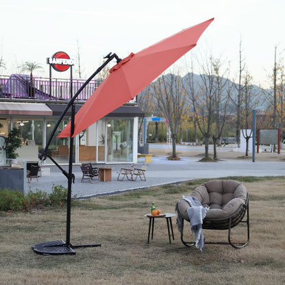 10ft Solar LED Offset Hanging Market Patio Umbrella  (orange )