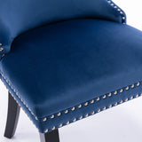 A&A Furniture,Upholstered Wing-Back Dining Chair with Backstitching Nailhead Trim and Solid Wood Legs,Set of 2, Blue,SW8809BL, KD