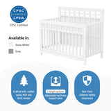 Certified Baby Safe Crib, Pine Solid Wood, Non-Toxic Finish, Snow White