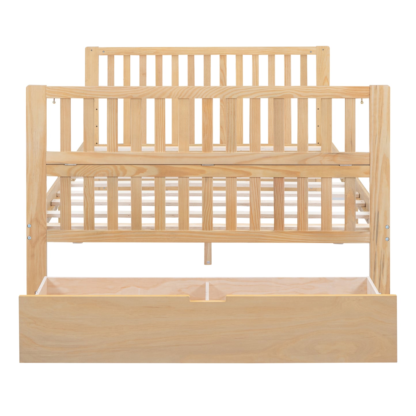 Convertible Crib/Full Size Bed with Drawers and 3 Height Options, Natural