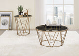 ACME Cicatrix Coffee Table, Faux Black Marble Glass & Champagne Finish 83300