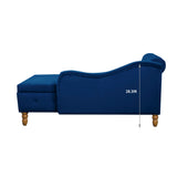 Navy Blue Chaise Lounge Indoor,Velvet Lounge Chair for Bedroom with Storage & Pillow,Modern Upholstered Rolled Arm Chase Lounge for Sleeping with Nailhead Trim for Living Room Bedroom Office