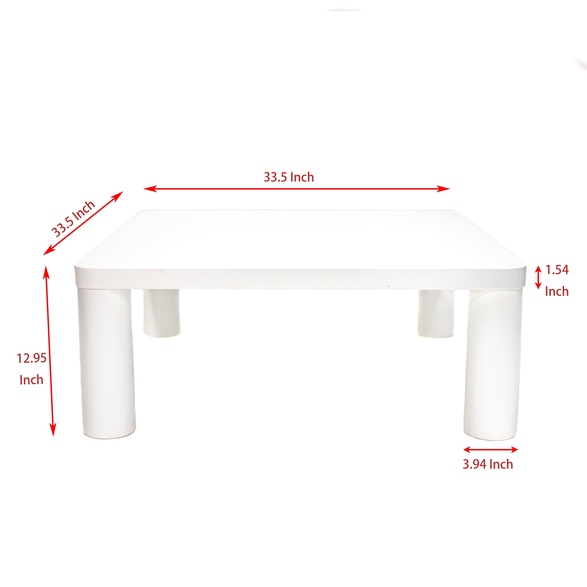 Cream White Coffe Table, 33.5" Modern Minimalist Square Coffee Tables for Living Room Home Office, Sturdy Durable Low Table for Sitting on The Floor, Tatami Floor Tables