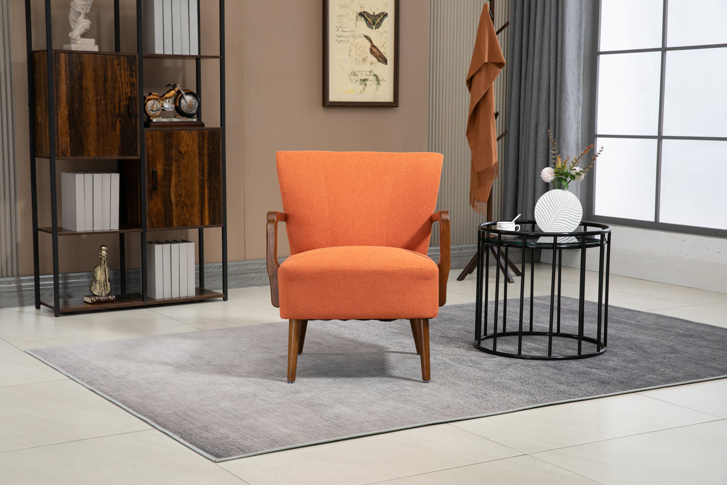 COOLMORE Wood Frame Armchair,  Modern Accent Chair Lounge Chair for Living Room