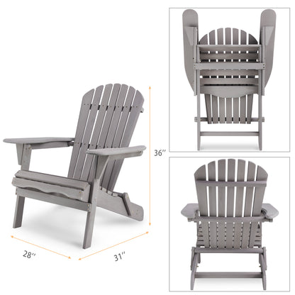 Wood Lounge Patio Chair for Garden Outdoor Wooden Folding Adirondack Chair Set of 2 Solid Cedar Wood Lounge Patio Chair for Garden, Lawn, Backyard,