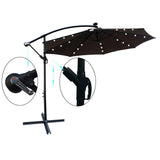 10 ft Outdoor Patio Umbrella Solar Powered LED Lighted Sun Shade Market Waterproof 8 Ribs Umbrella with Crank and Cross Base for Garden Deck Backyard Pool Shade Outside Deck Swimming Pool